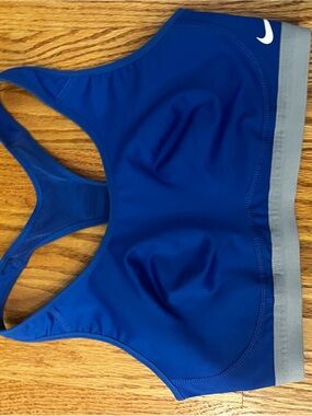 Nike Royal Blue Racerback Sports Bra with Gray Band